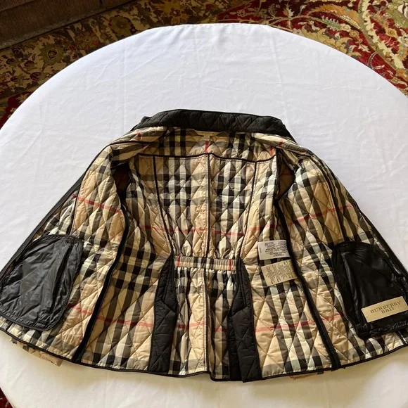 BURBERRY BRIT Quilted Jacket Nova Check Lining Black Size L - Picture 8 of 16
